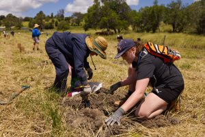 Diane (left), LUCI president, helping to plant trees at Iredale. © Mitchell Roberts